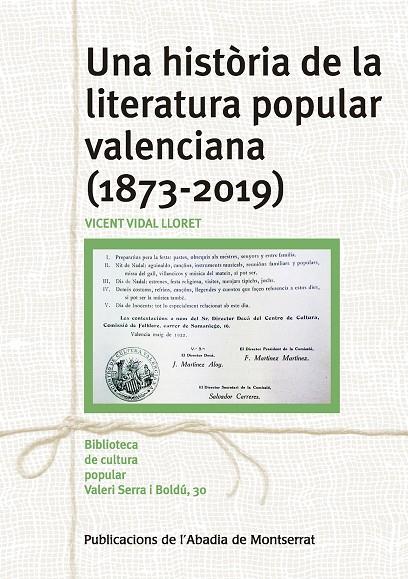 HISTORIA DE LA LITERATURA POPULAR VALENCIANA (1873 - 2019), UNA  | 9788491911012 | VIDAL LLORET, VICENT
