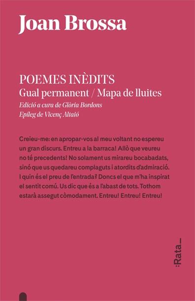 POEMES INEDITS JOAN BROSSA (GUAL PERMANENT - MAPA DE LLUITES) | 9788416738243 | BROSSA, JOAN