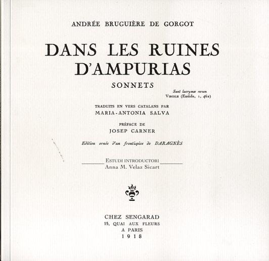 DANS LES RUINES D'AMPURIAS. SONNETS. | 9788494383908 | BRUGUIERE DE GORGOT, ANDREE