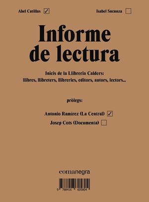 INFORME DE LECTURA | 9788416605804 | CUTILLAS, ABEL - SUCUNZA, ISABEL