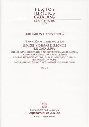 USAGES Y DEMAS DERECHOS DE CAT, VOL. 2 | 9788439312451 | VIVES I CEBRIÀ, PEDRO NOLASCO