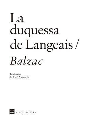 DUQUESSA DE LANGEAIS, LA  | 9788418858161 | BALZAC, HONORÉ DE