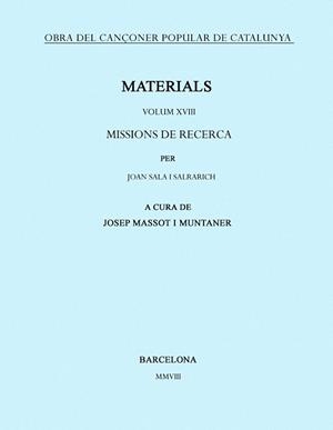 MATERIALS. VOLUM XVIII. | 9788498830705 | MASSOT I MUNTANER, JOSEP