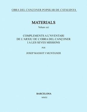 OBRA DEL CANÇONER POPULAR DE CATALUNYA. VOLUM XXI | 9788498834642 | MASSOT I MUNTANER, JOSEP