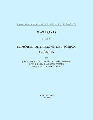 OBRA DEL CANÇONER POPULAR DE CATALUNYA. VOLUM III. MEMORIES | 9788498836899 | AAVV
