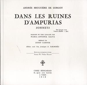 DANS LES RUINES D'AMPURIAS. SONNETS. | 9788494383908 | BRUGUIERE DE GORGOT, ANDREE