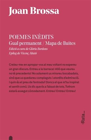 POEMES INEDITS JOAN BROSSA (GUAL PERMANENT - MAPA DE LLUITES) | 9788416738243 | BROSSA, JOAN